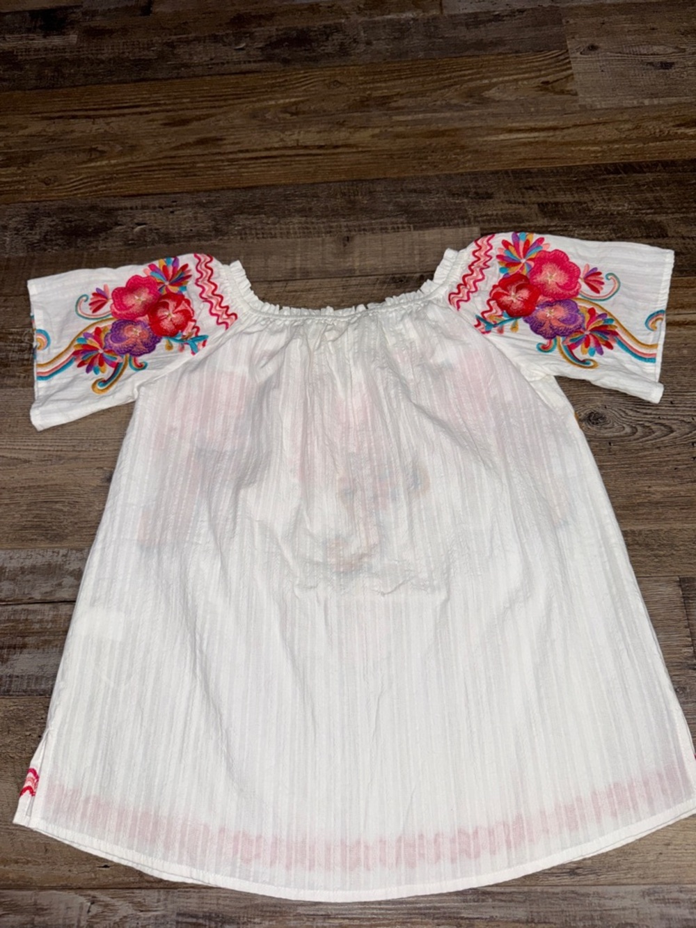 Savanna Jane Embroidered Boho Peasant Top Floral Tassel White Size S - Picture 5 of 9